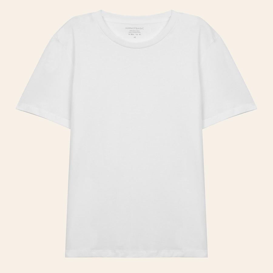 Bisiklet Yaka Tişört - Beyaz