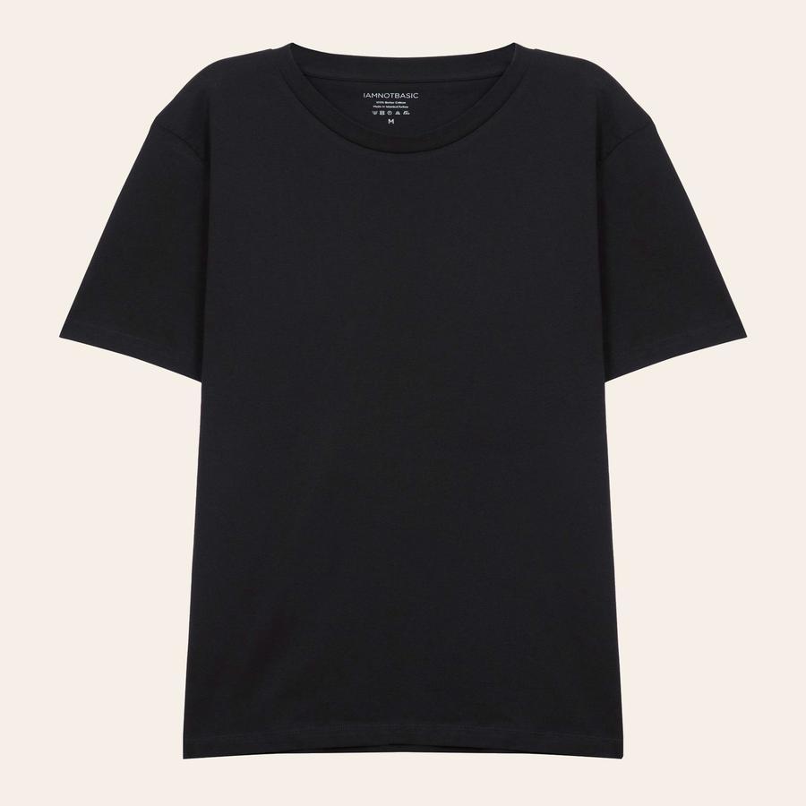 Bisiklet Yaka Tişört - Siyah