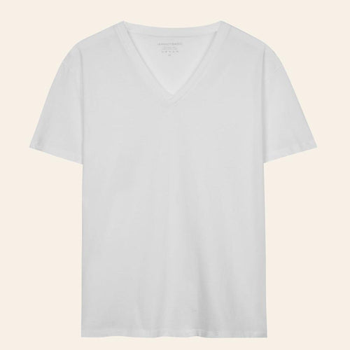 V Yaka Tişört - Beyaz