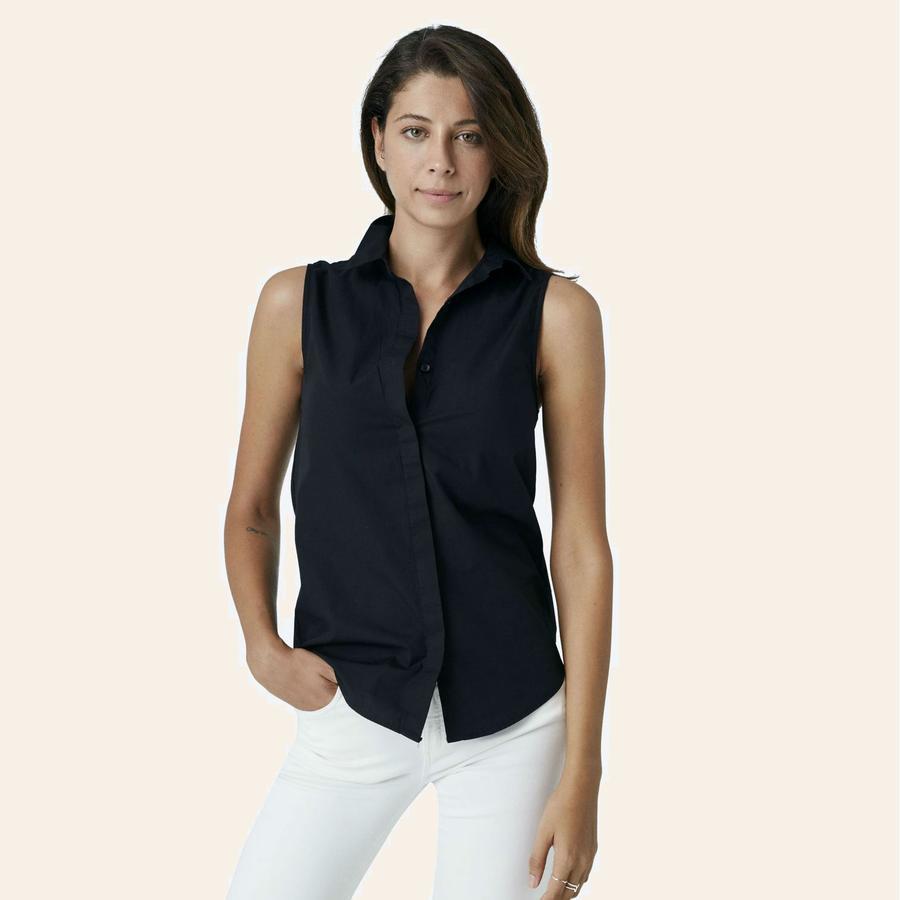 Kolsuz Poplin Gömlek - Siyah