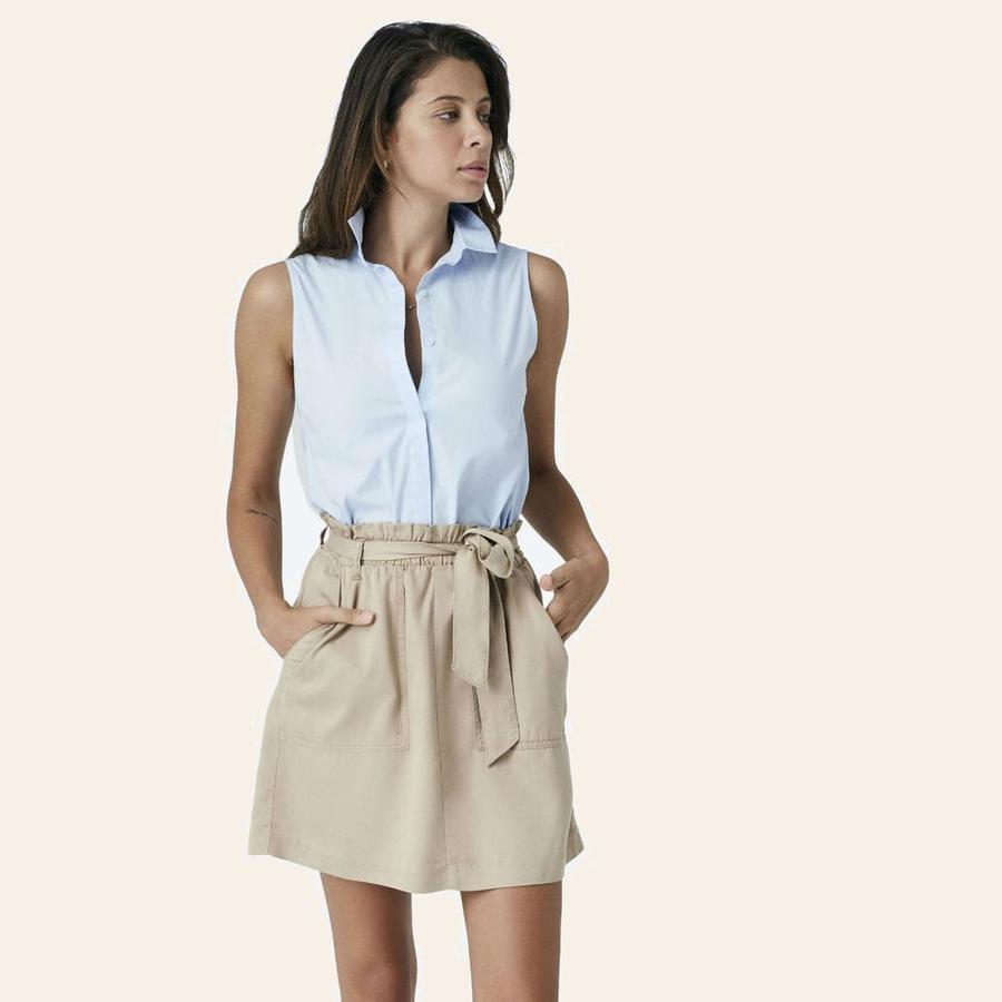 Kolsuz Poplin Gömlek - Mavi