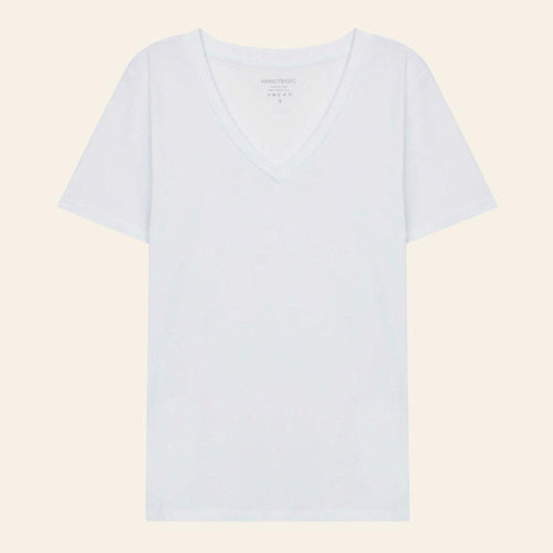 V Yaka Tişört - Beyaz