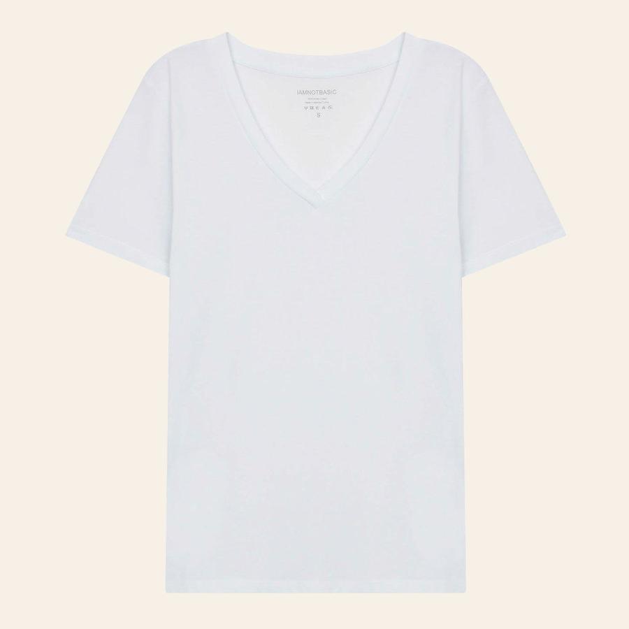 V Yaka Tişört - Beyaz