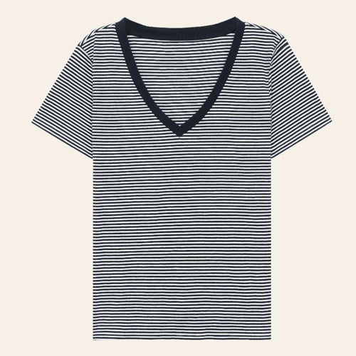Derin V Tişört - Çizgili