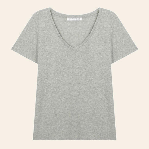 Derin V Tişört - Gri Melanj