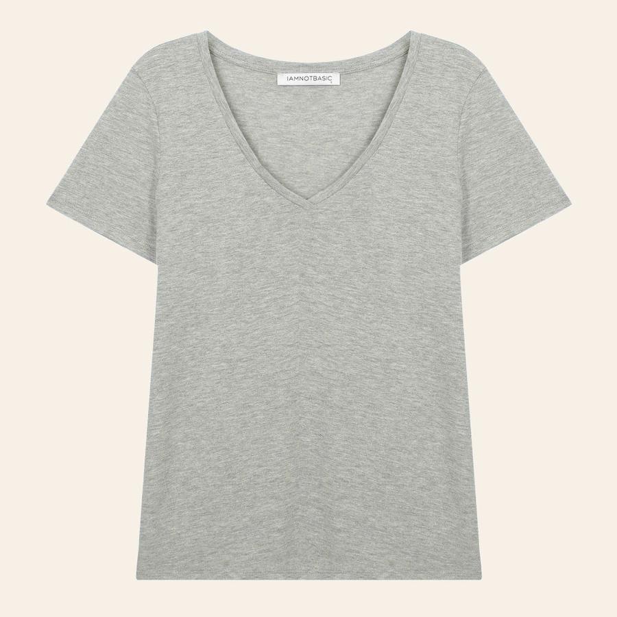 Derin V Tişört - Gri Melanj