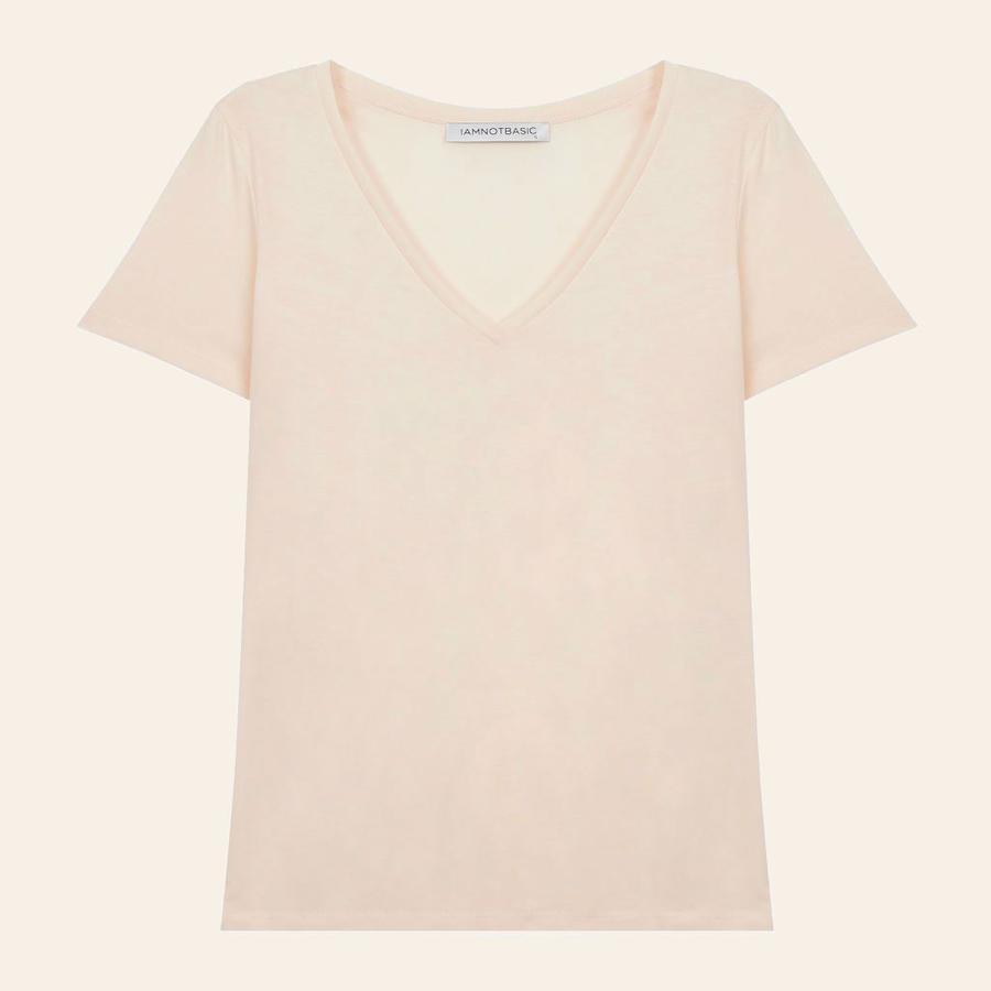 Derin V Tişört - Uçuk Pembe
